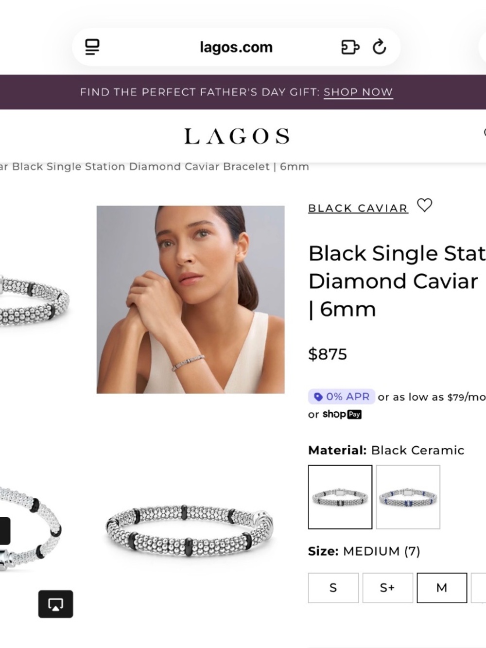 Lagos Silver caviar, black ceramic diamond bracelet - Picture 4 of 4